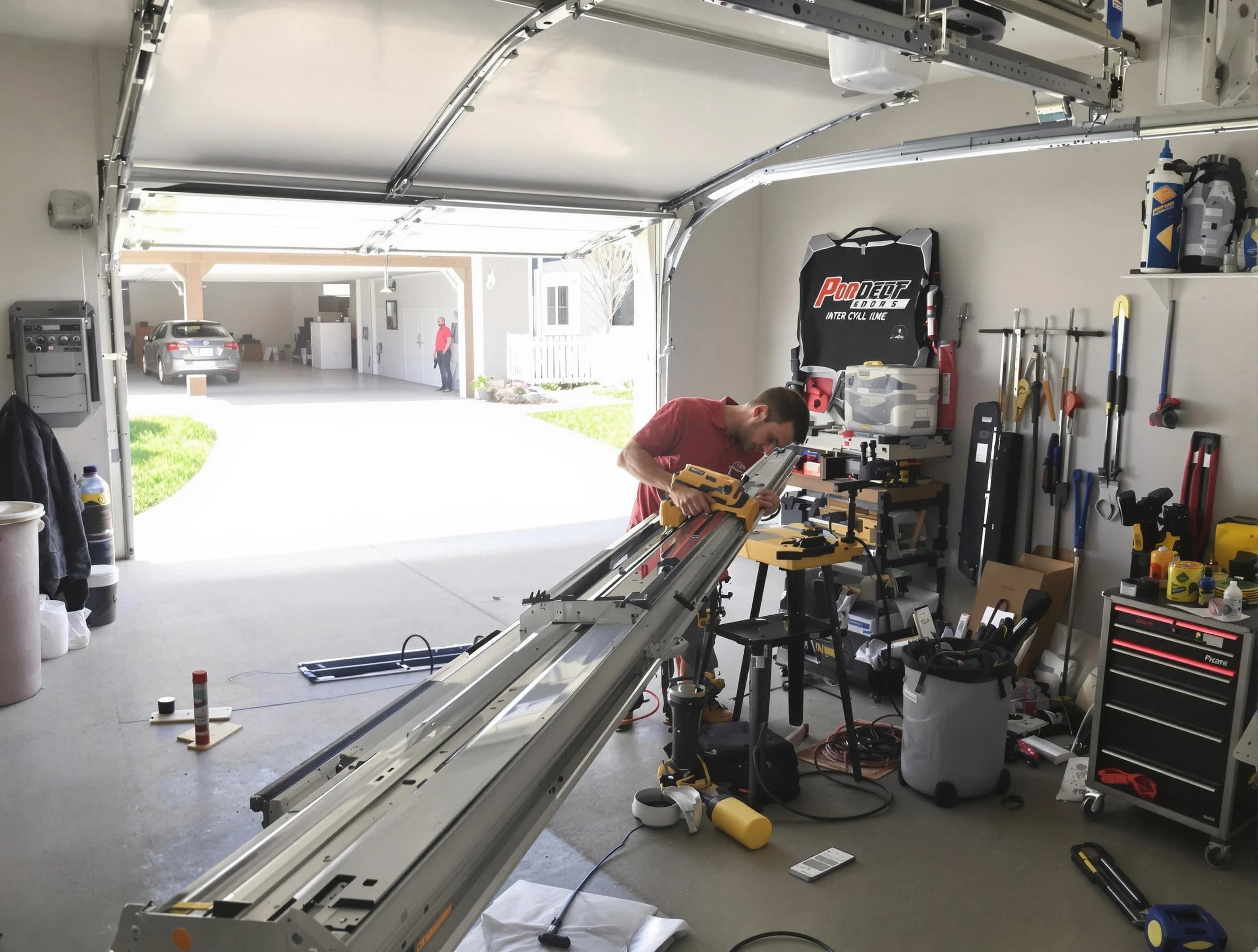 Harrison Garage Door Repair expert performing track repair in Harrison