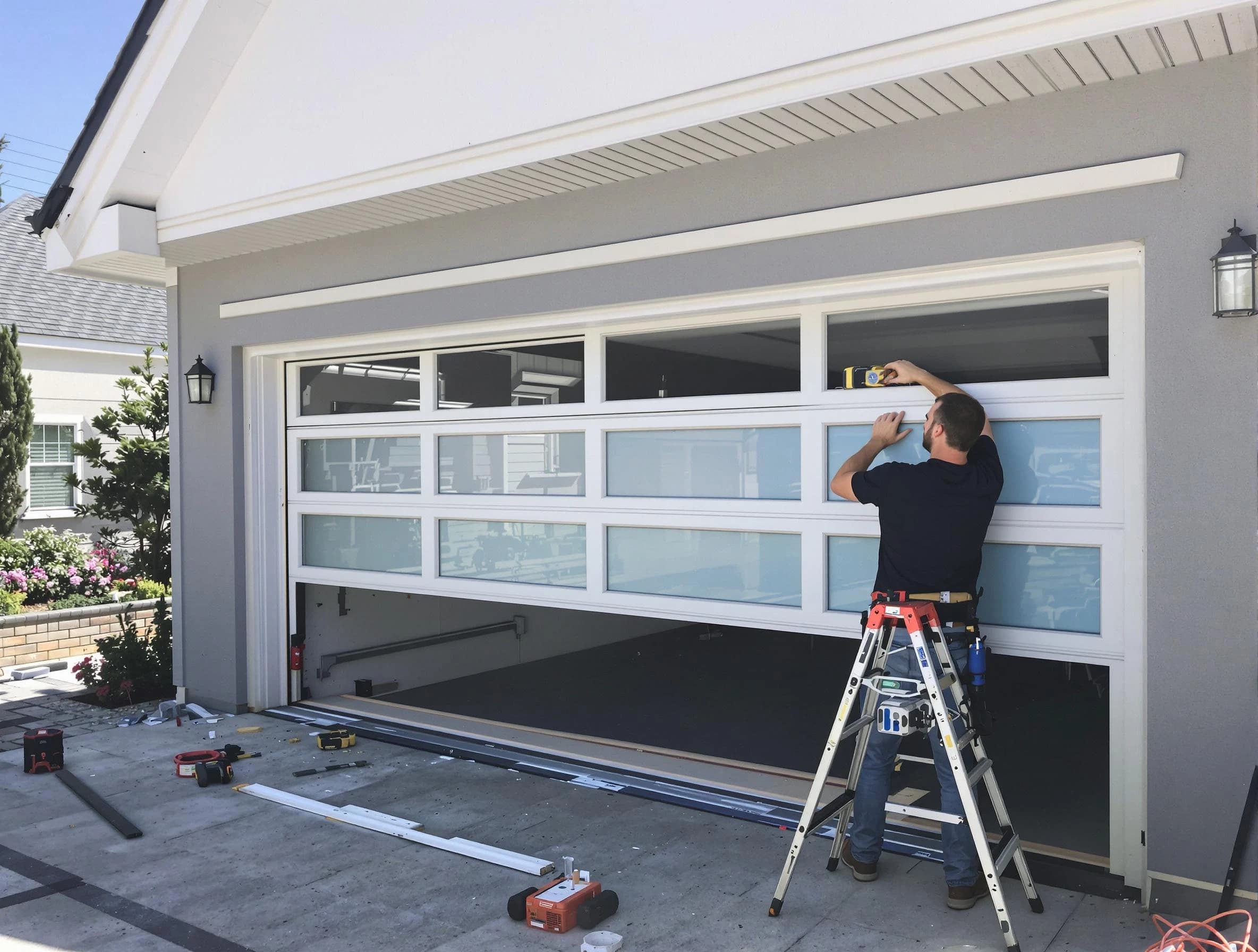 Harrison Garage Door Repair team performing garage door replacement in Harrison
