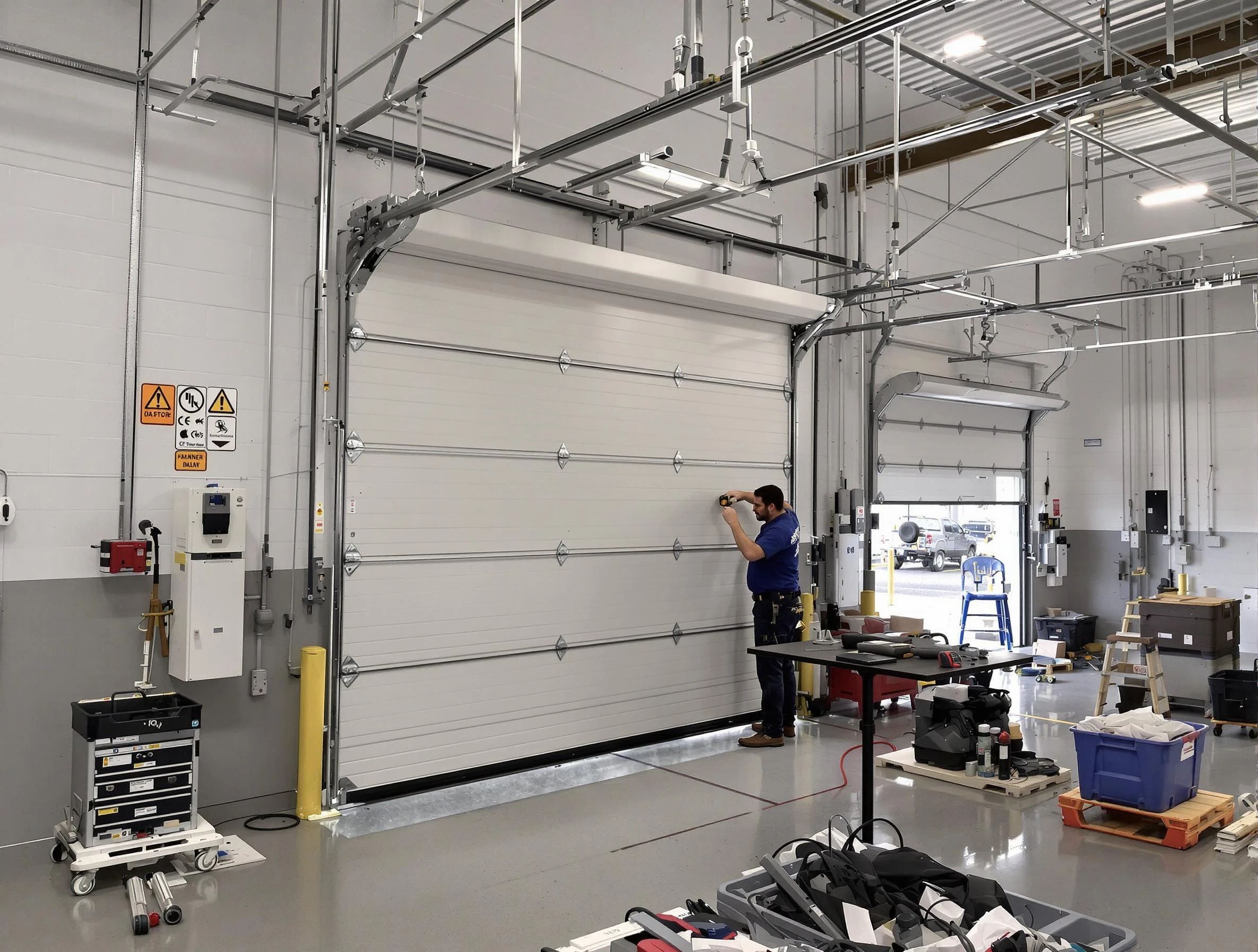 Commercial garage door repair being performed by Harrison Garage Door Repair expert in Harrison